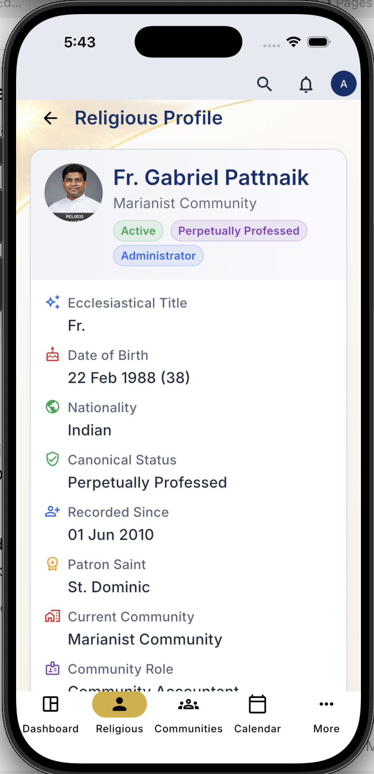 Communio religious member profile