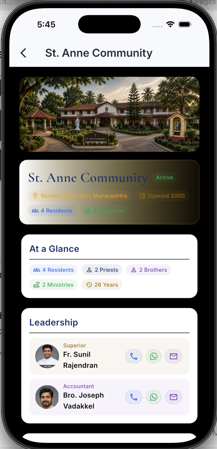 Communio Communities screen