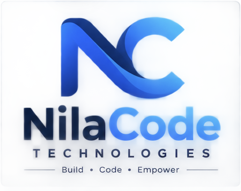 NilaCode Technologies logo with the tagline Build, Code, Empower