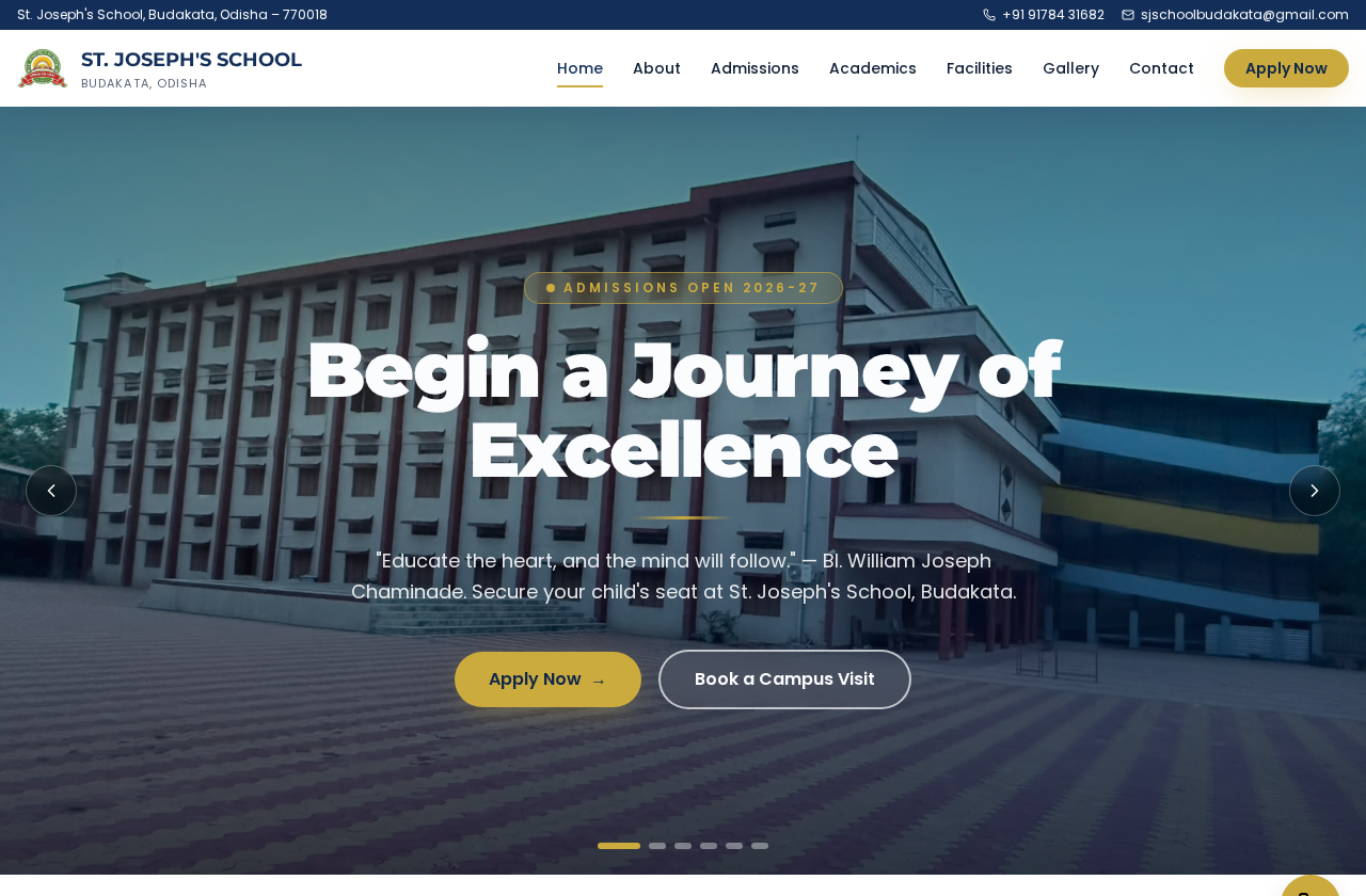 St. Joseph's School Budakata website homepage preview